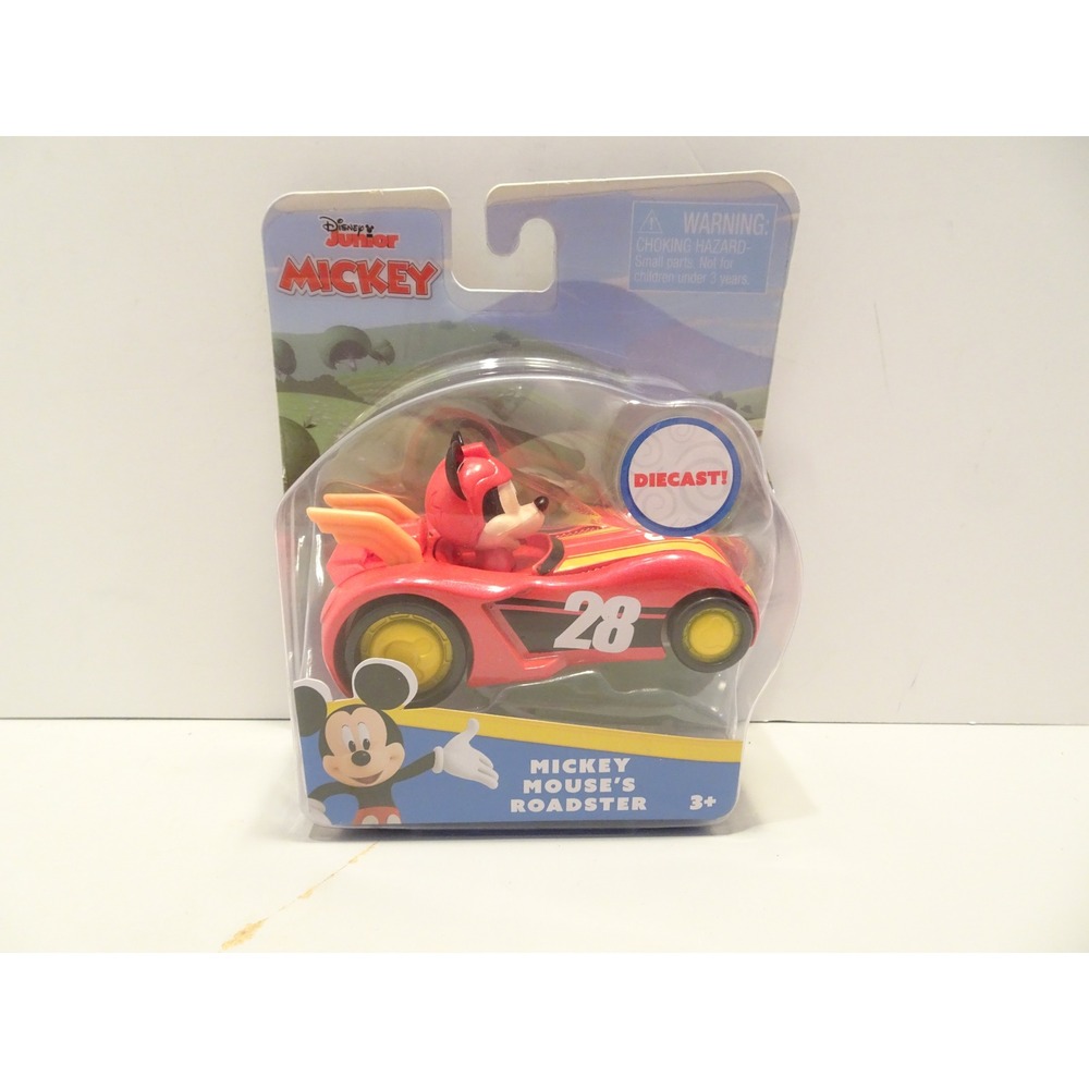 Disney Junior Mickey Mouse Funhouse Diecast Roadster Red Race Car 28 Just Play